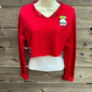 Women’s distressed and cropped thermal T-shirt